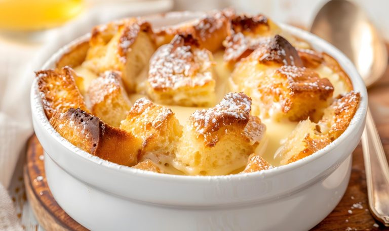 French-style sourdough Bread Pudding with Real Custard Recipe